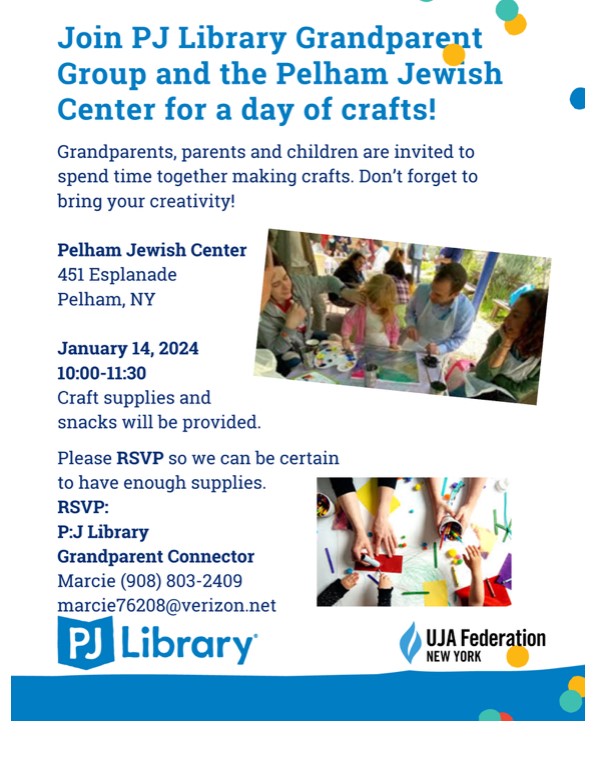 PJ Library Grandparent Group and Pelham Jewish Center day of crafts